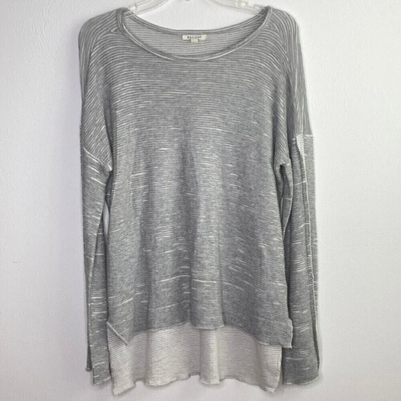 NATION LTD Ribbed Burnout Distressed Texture Grey Long Sleeve Shirt Women Medium - Picture 1 of 13